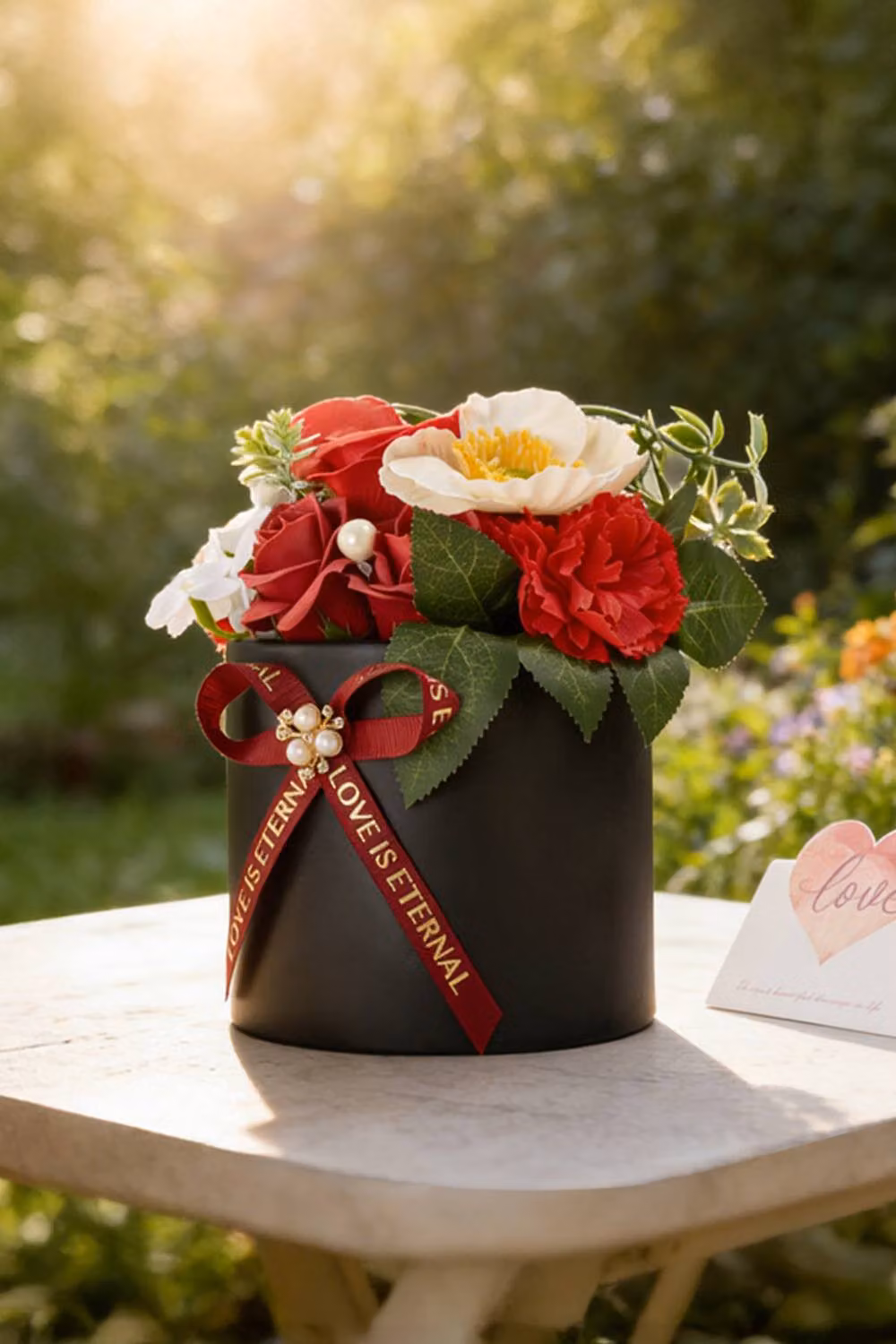 Living and Home Mixed Floral Soap Flowers Gift Box in Black, Red or Multicolour – 2