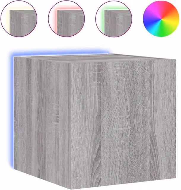 Berkfield Home Modern Wall Mounted TV Cabinet with Integrated LED Lighting in Grey Matt, W/D/H: 35.0 x 30.5 x 30.5 cm – 1