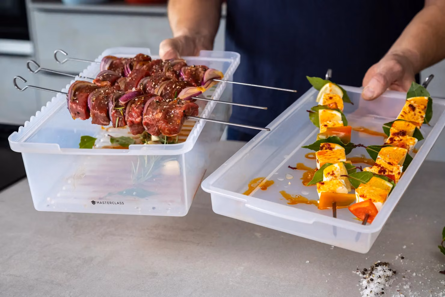 MasterClass Marinade Tray with Snap Lid in White or Transparent, W/D/H: 37.0 x 21.5 x 10.0 cm – 8