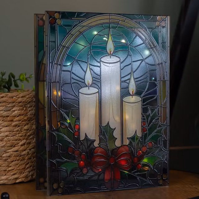 Samuel Alexander Multicolour Floral Glass Tabletop Christmas Decoration, Height: 28 cm