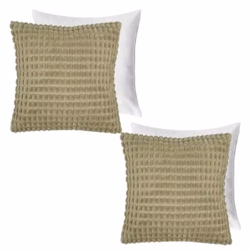 OHS 2 Pack Bobble Textured Square Cushion Covers in Green, W/D/H: 45 x 45 x 45 cm
