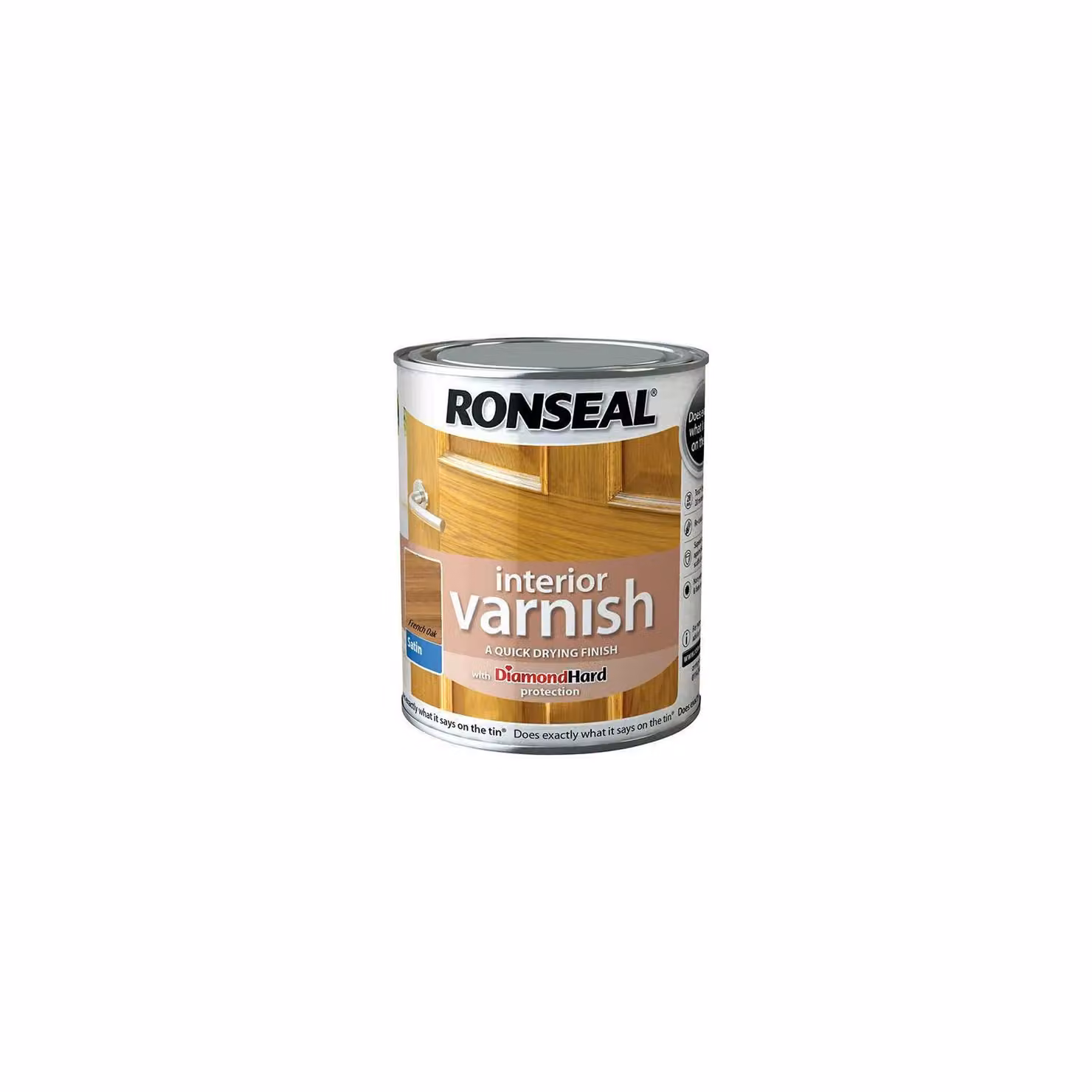 Ronseal Quick Dry Satin Interior Wood Varnish in French Oak, 0.75 l – 2