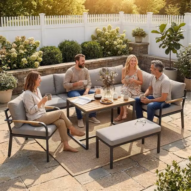 Outsunny 7 Seater Modern Rattan Garden Furniture Set with Cushions in Grey