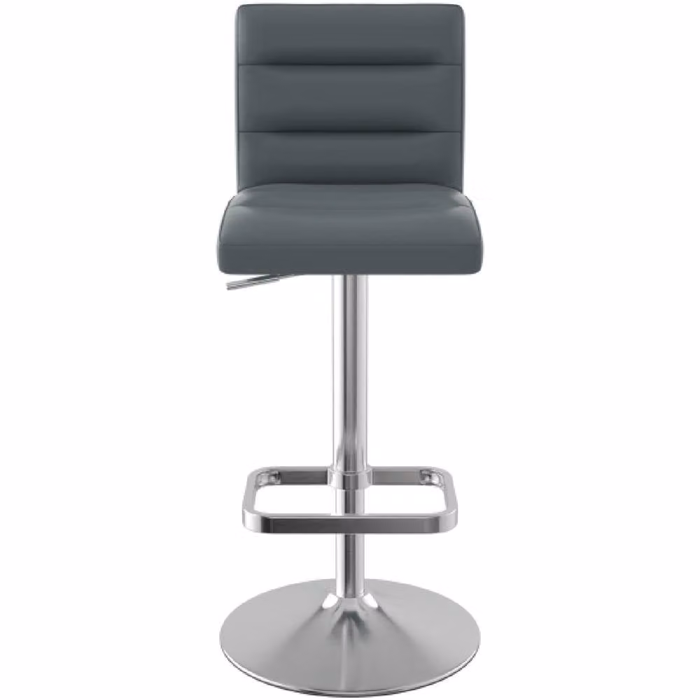 netfurniture Swank Swivel Bar Stool with Brushed Steel Frame and Grey Faux Leather Padded Seat – 2