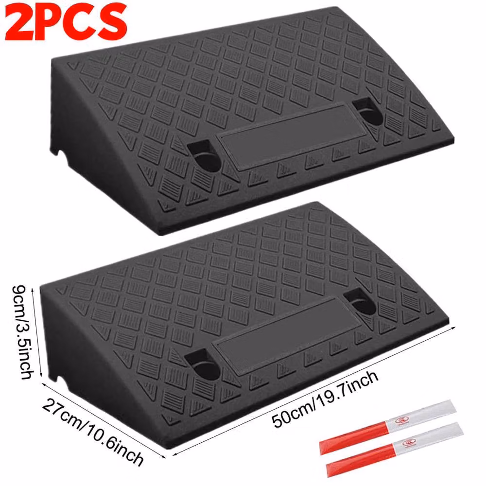 Ventryn Heavy Duty Rubber Kerb Ramps for HGV, Lorry, Truck and Car, Black, 2 x 50 cm – 2