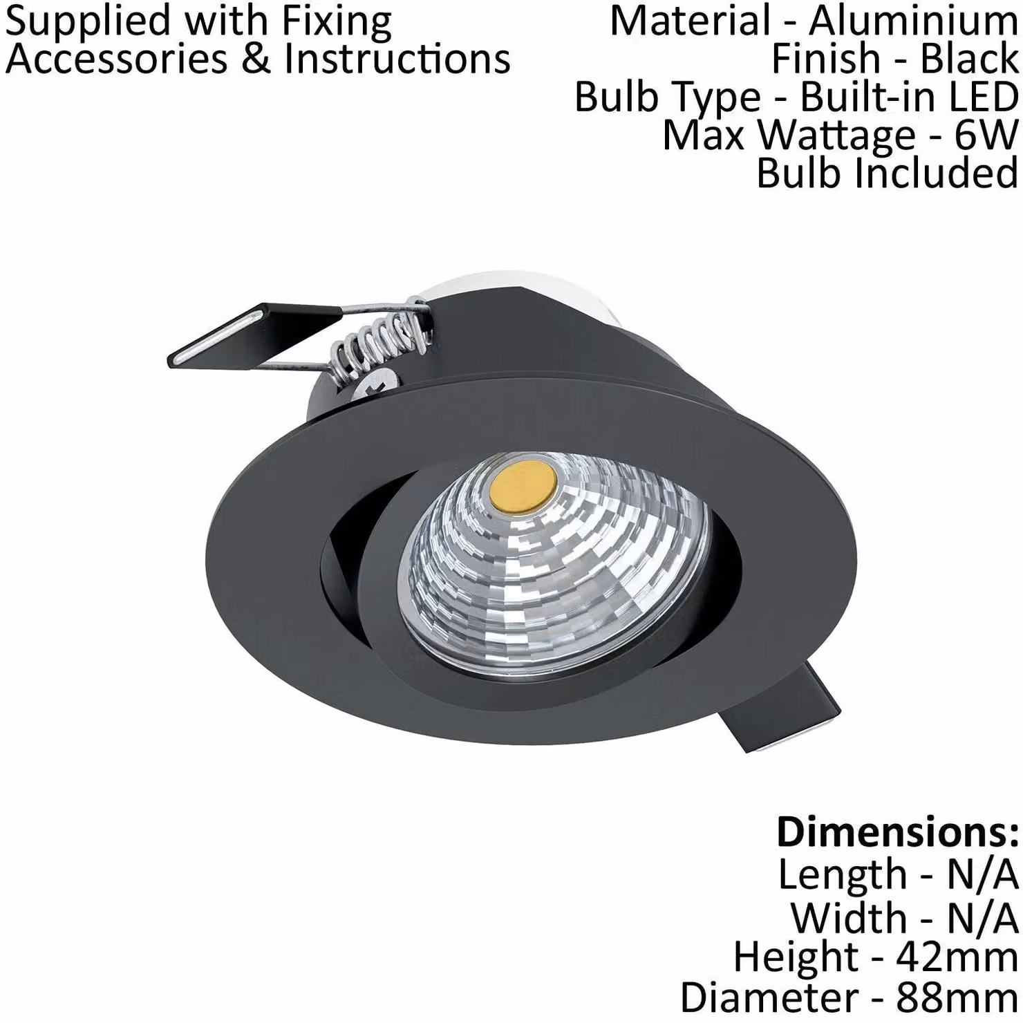 Loops 2 Pack Black Aluminium Round LED Wall and Ceiling Flush Downlights 6W 88mm – 2