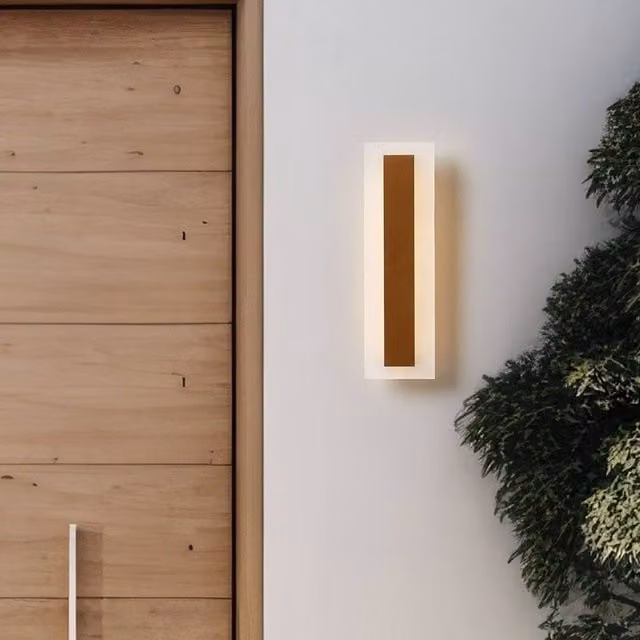 Wyld and Coco Modern LED Outdoor Up and Down Wall Light in Gold/Brass, Height: 30 cm