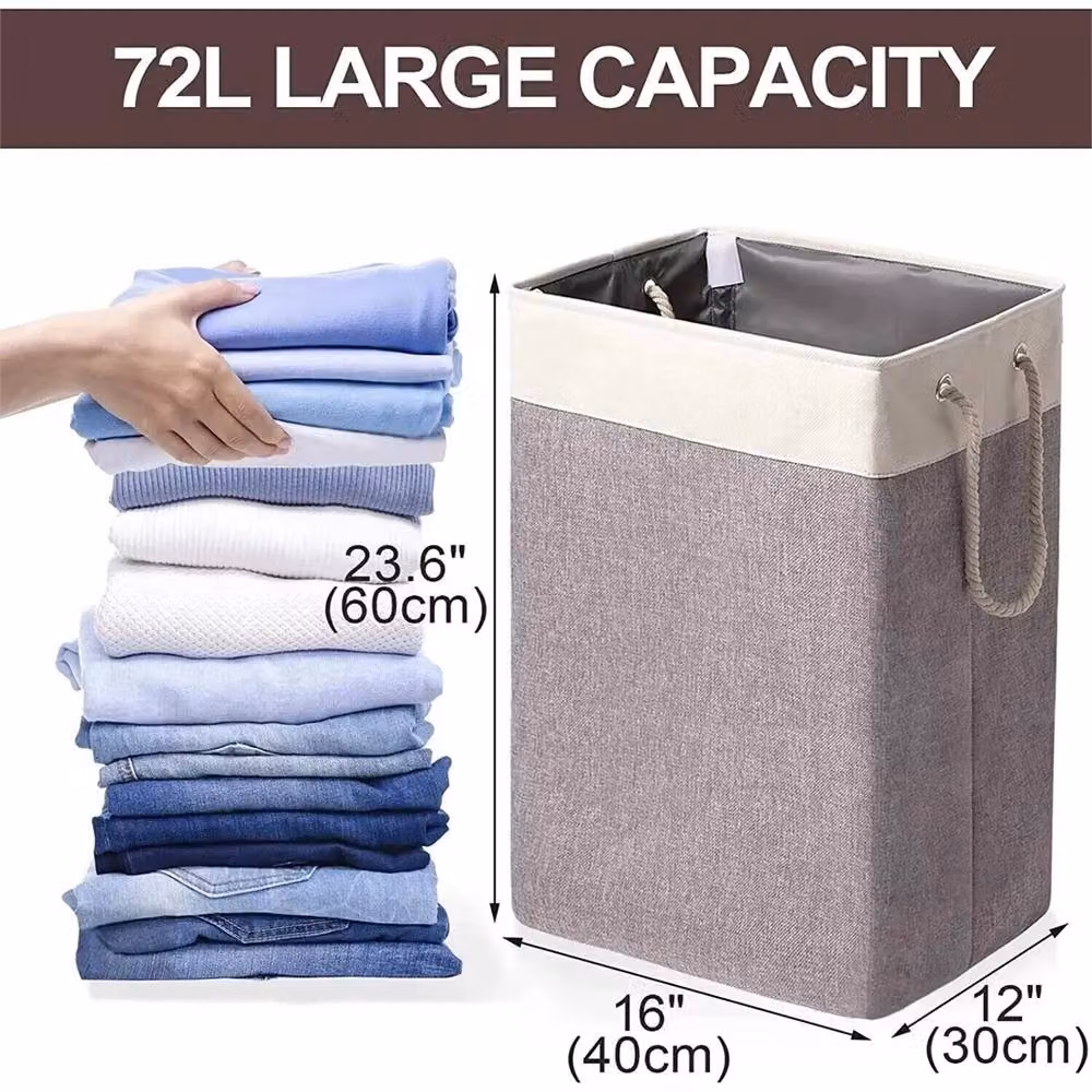 Nordara 72L Foldable Large Laundry Basket with Lid in Grey – 2