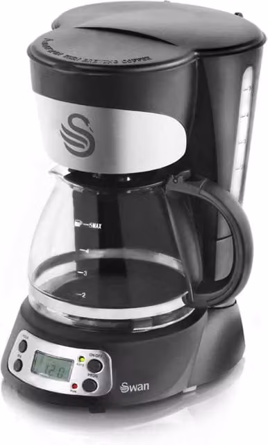 Swan Programmable Coffee Maker with Glass Jug and Keep Warm Function, Black