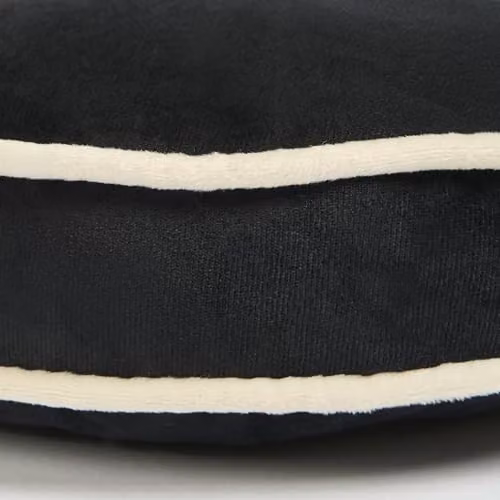 OHS Round Velvet Throw Pillow in Black and White, Diameter: 30 cm – 4