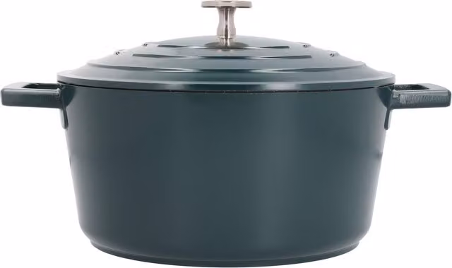 MasterClass Cast Aluminium Casserole Dish with Lid, Green, Diameter: 24 cm – 10