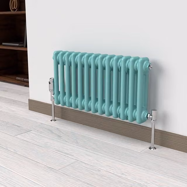 Lux Heat Horizontal Column Radiator in Light Aqua Green, 2 Column, W: 30.0 cm, H: 60.5 cm
