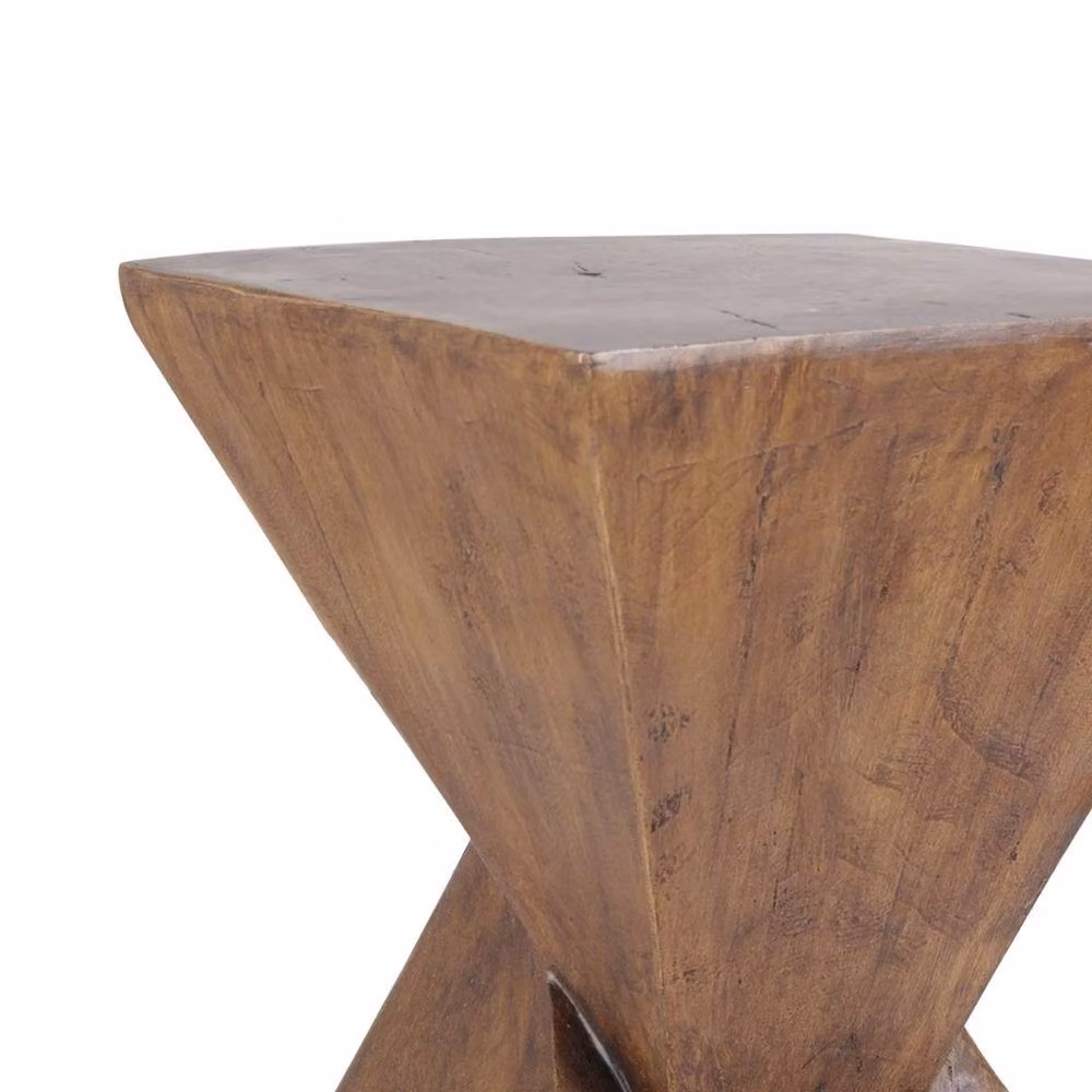 VOGREX Brown Concrete Indoor Outdoor Sofa Side Table and Pedestal Accent Lamp – 3