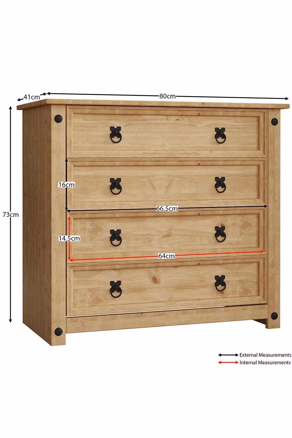 Vida Designs Corona Rustic 4 Drawer Chest in Brown and Black – 2