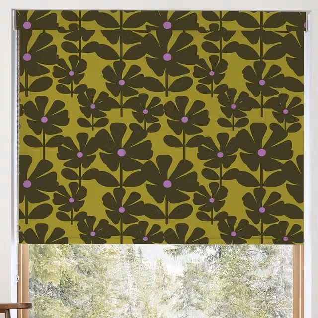 Orla Kiely Wildflower Charteuse Made To Measure Blackout Roller Blind in Multicolour Floral Design