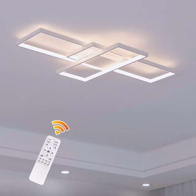 NIVOR Square LED Ceiling Light, Dimmable Flush Mount with Remote Control, White Acrylic