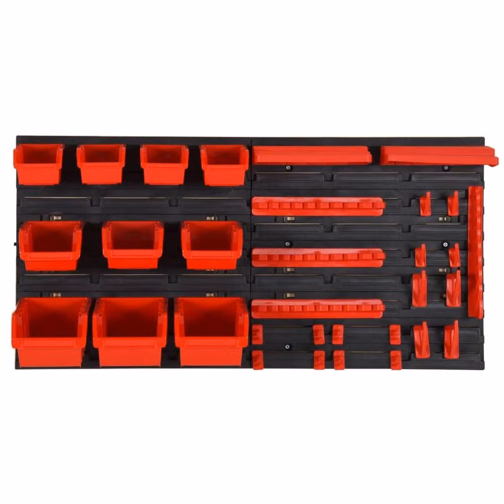 Berkfield Home 35 Piece Wall Mounted Workshop Shelf Set in Red and Black, W: 77 cm, D: 39 cm – 2