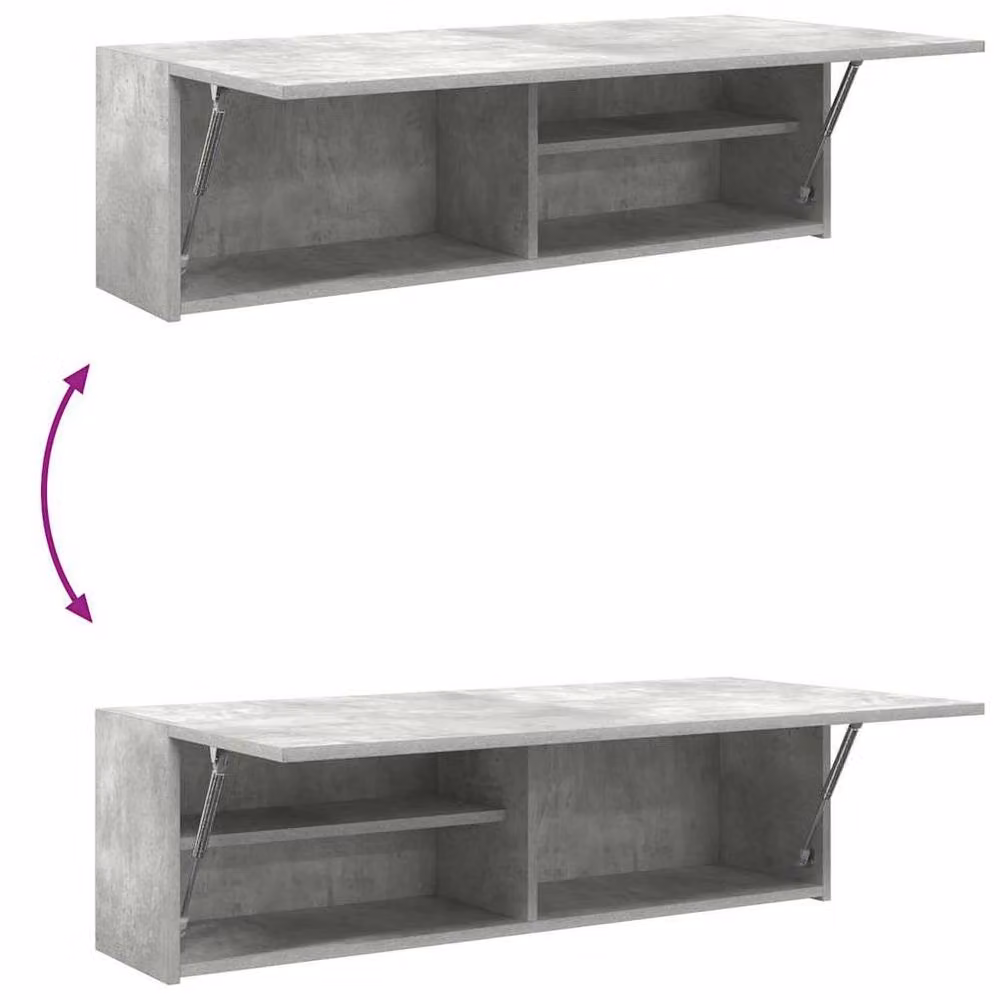 Berkfield Home Concrete Grey Wall Mounted Bathroom Cabinet with Hinged Doors, W: 100 cm, D: 25 cm, H: 30 cm – 3