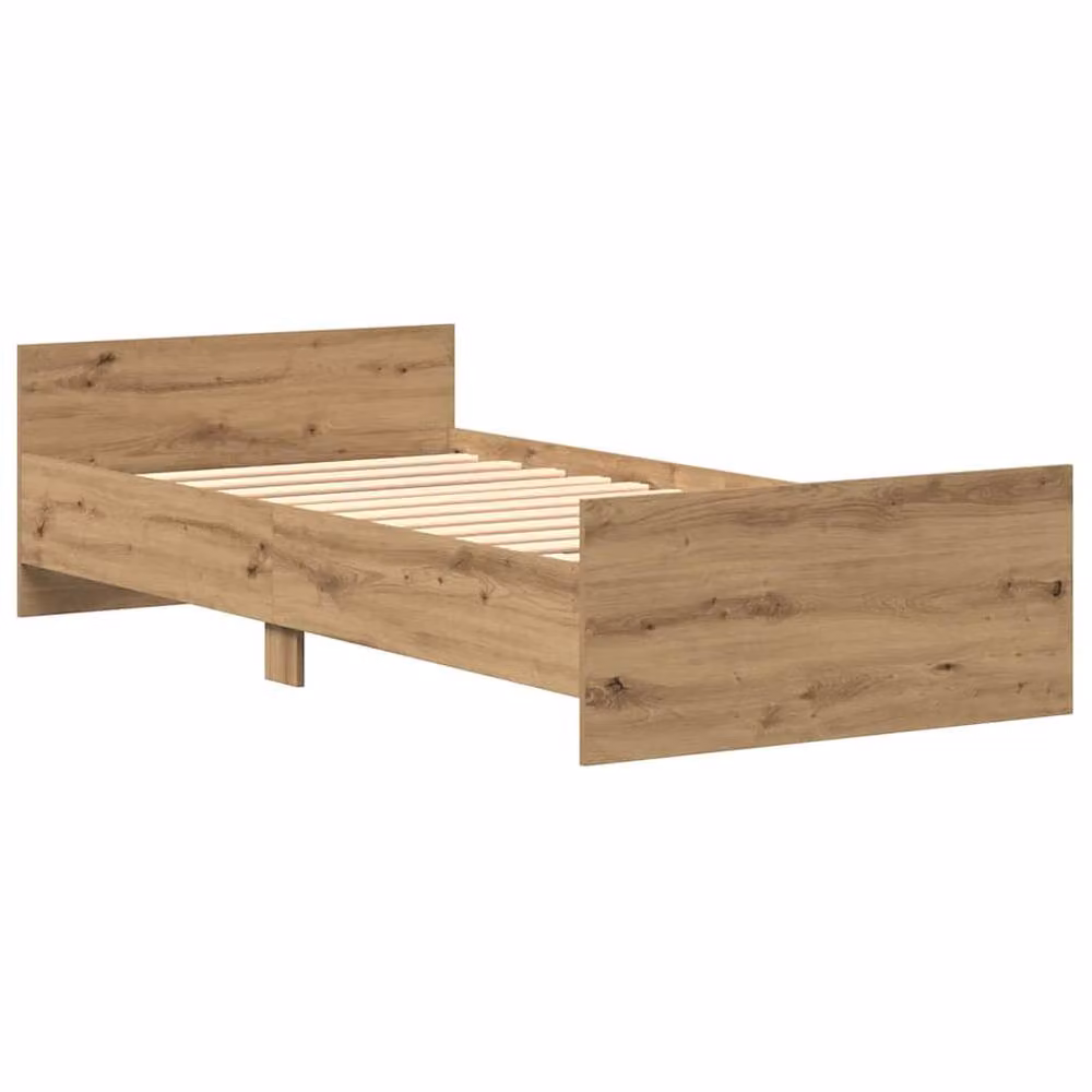 Berkfield Home Artisan Oak Bed Frame in Brown, Engineered Wood, W/D/H: 190 x 75 x 40 cm – 3
