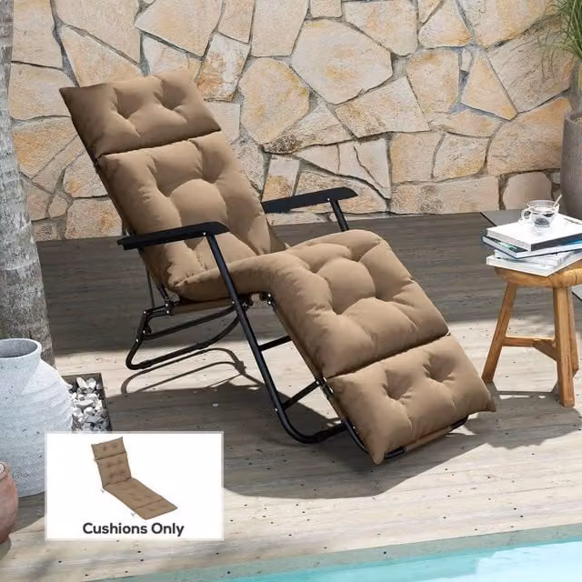 EONLION Rectangular Sun Lounger Cushion in Beige, Width: 100 cm