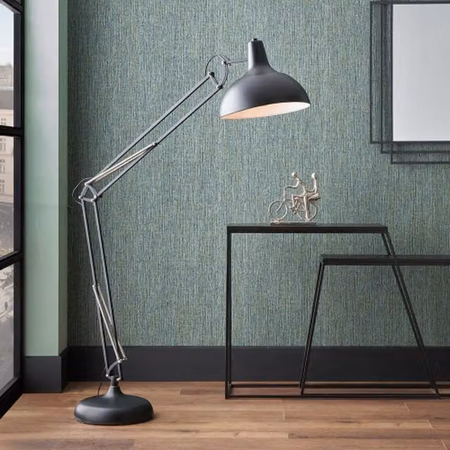 Pacific Lifestyle Adjustable Industrial Black Metal Task Floor Lamp with Dome Shade