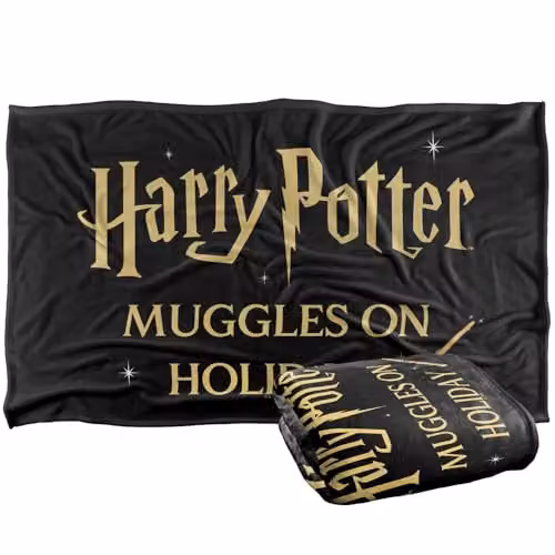 Warner Bros. Harry Potter Muggles On Holiday Wand Super Soft Fleece Throw Blanket, Multicolour, W: 91.44 cm x D: 147 cm – 1