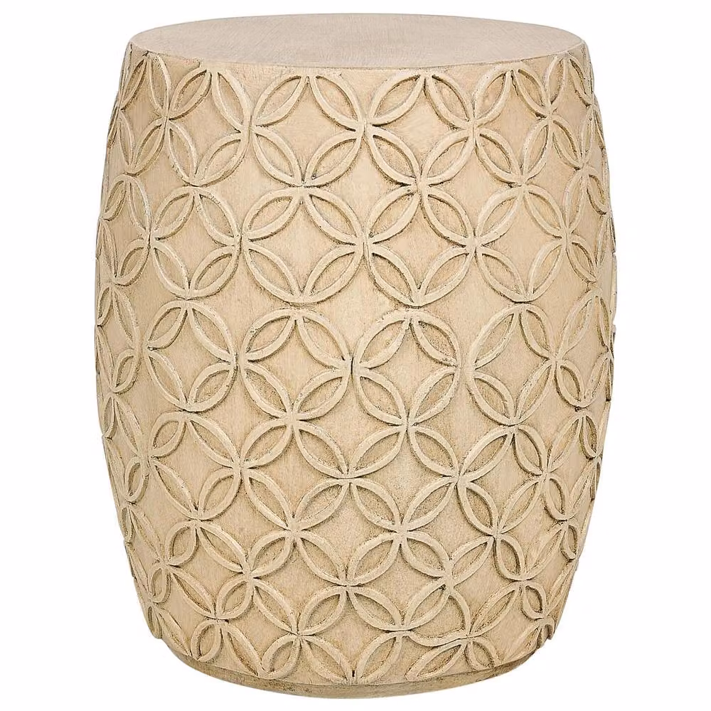 Wyld and Coco Beige Lacquered Fiberglass Outdoor Round Drum Side Table – 2