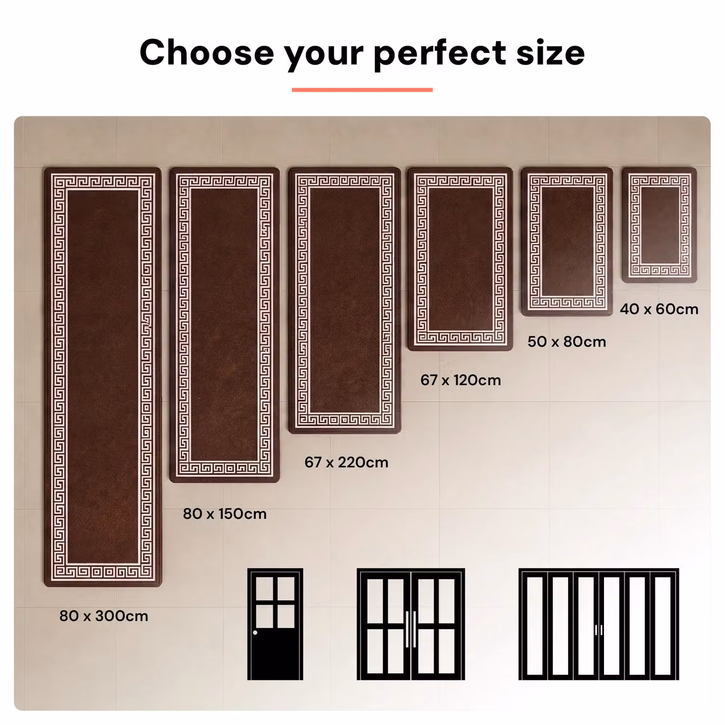 Smart Living Greekey Heavy Duty Non Slip Striped Door Mat in Dark Brown, W/D/H: 60 x 40 cm – 7