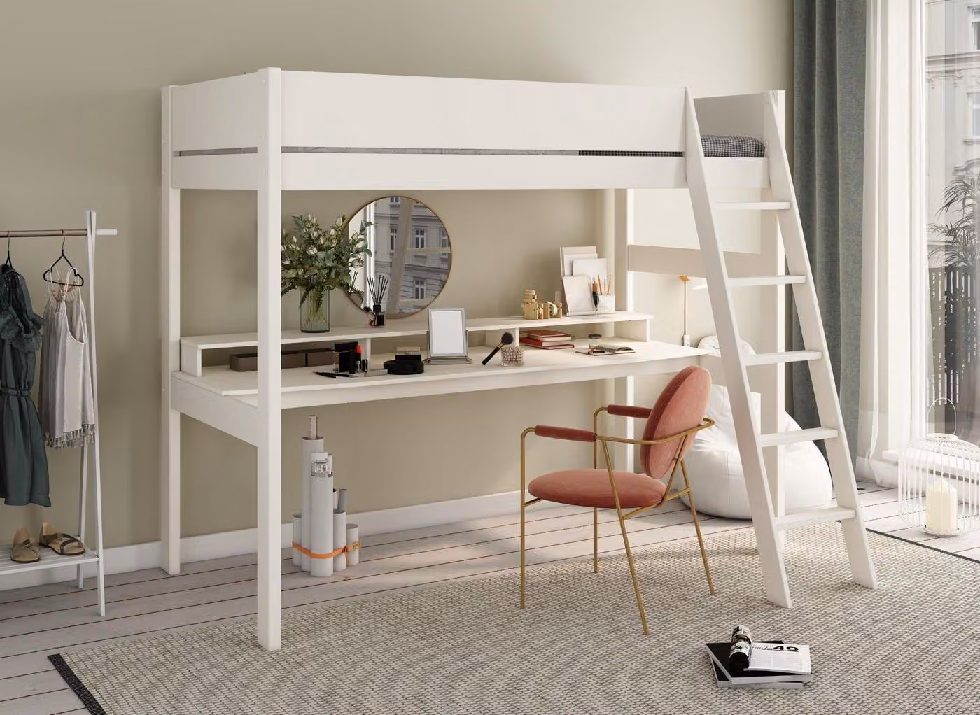 Dreams Anderson XL High Sleeper Bed Frame with Desk in White