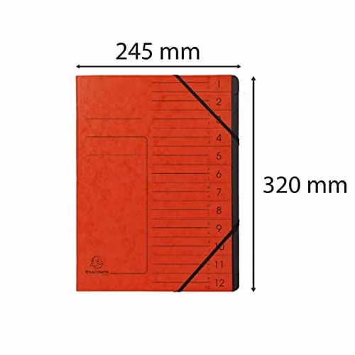 Exacompta Red Stapled Spine Multipart File with 12 Tabbed Sections for A4 Documents – 2