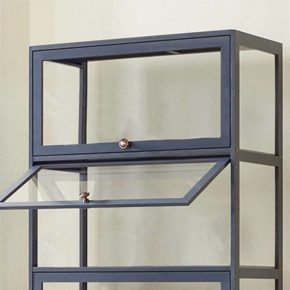 ERGOVEXA 3-Tier Figure Model Display Case with Glass Doors in Black – 3