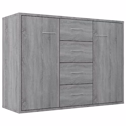vidaXL Grey Sonoma Sideboard in Engineered Wood W/D/H: 88 x 30 x 65 cm