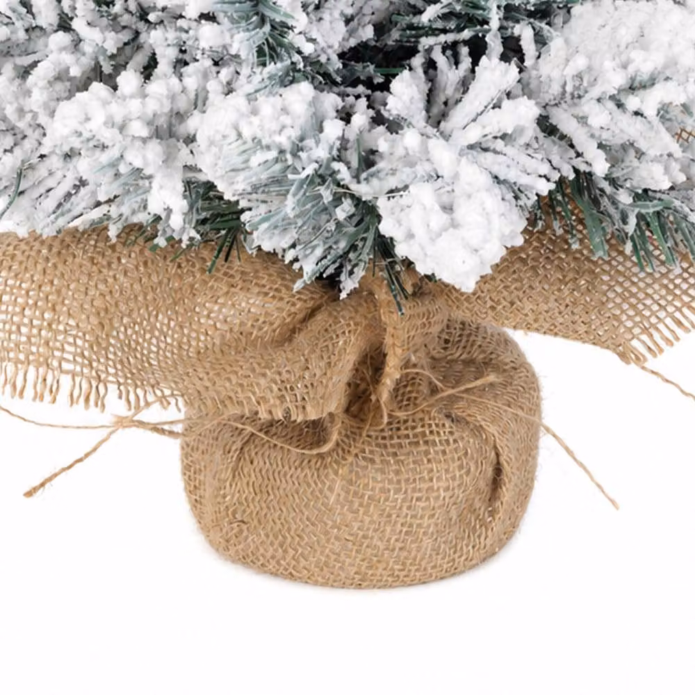 Santaco Flocked Tabletop Christmas Tree with LED Lights in White and Green, Height: 49 cm – 5