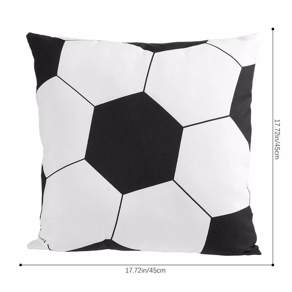 NESTLUNE White Football Cushion Cover, Polyester Soccer Decor, W: 120 cm, H: 90 cm – 2