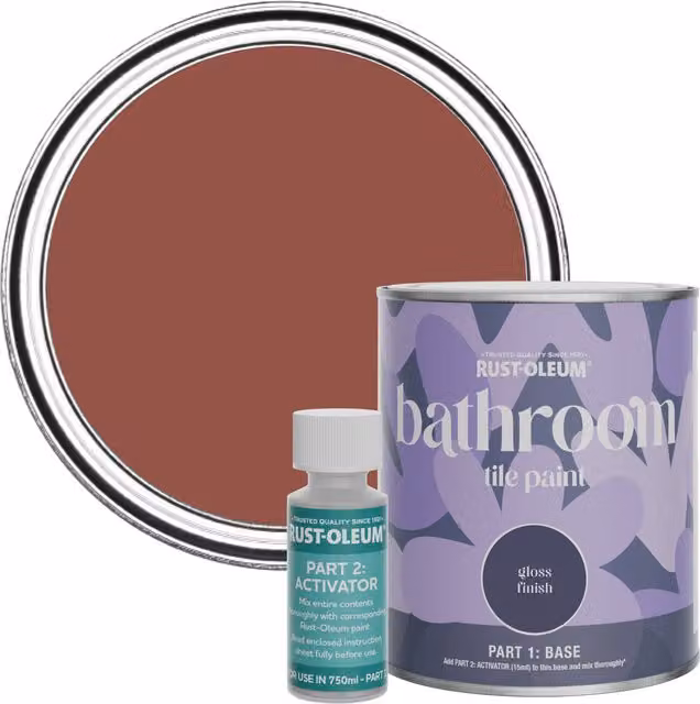 Rust-Oleum Bathroom Tile Paint in Gloss Finish, Fire Brick Red, 750ml