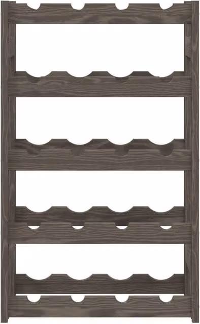 Berkfield Home Beautiful Grey Solid Pine Wood Wine Rack for 20 Bottles W/D/H: 70 x 25 x 25 cm