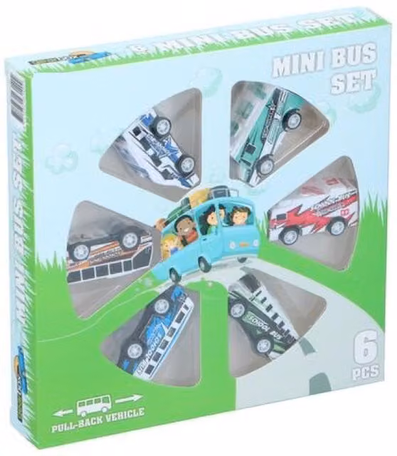 UMKYTOYS 6-Piece Pullback Mini Bus Toy Set for Kids in Multicolour