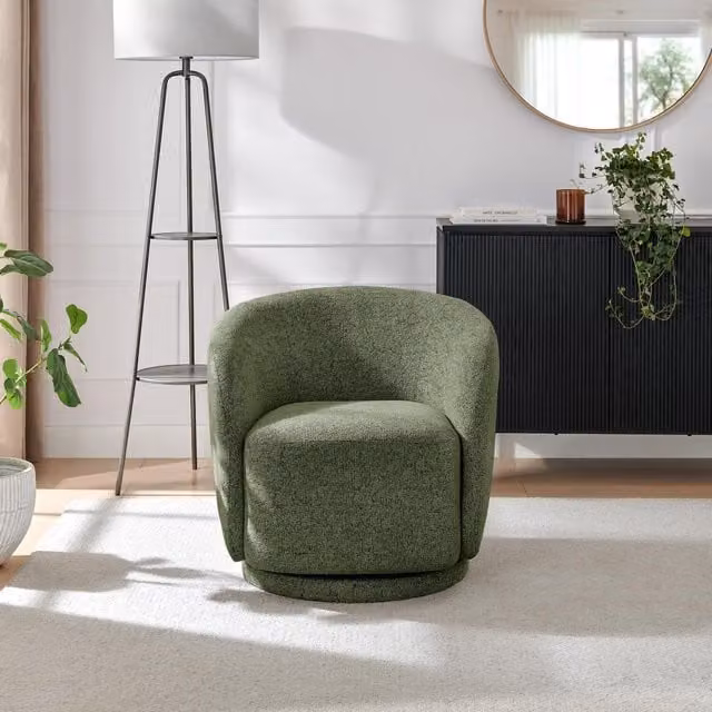 FurnitureboxUK Romilly Green Fabric Swivel Accent Tub Chair