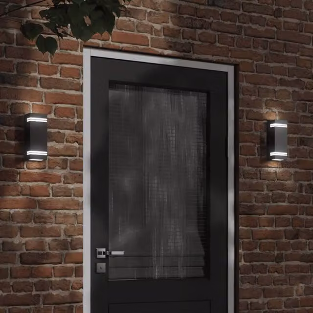 Berkfield Home Modern Black Stainless Steel Outdoor Wall Light – 1