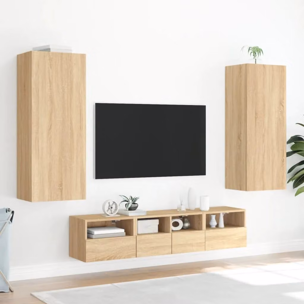 Berkfield Home Sonoma Oak TV Wall Cabinet, Brown, W: 40.5 cm, D: 30 cm, H: 102 cm – 2