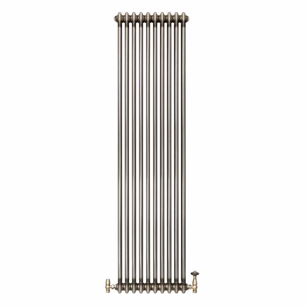 Monstershop Traditional 2 Column Steel Radiator and Integrated Valves in Silver, H: 180 cm, W: 47 cm – 2
