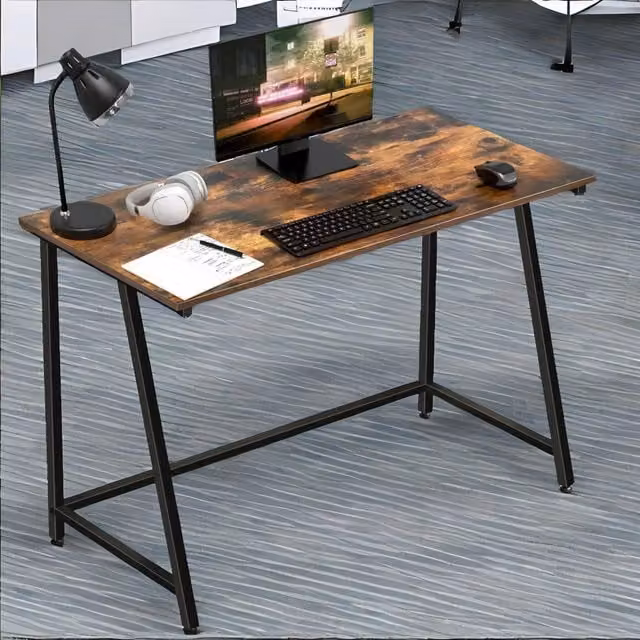 Rafaelo Mobilia Industrial Rustic Computer Desk, Brown, W: 100 cm, D: 50 cm, H: 75 cm