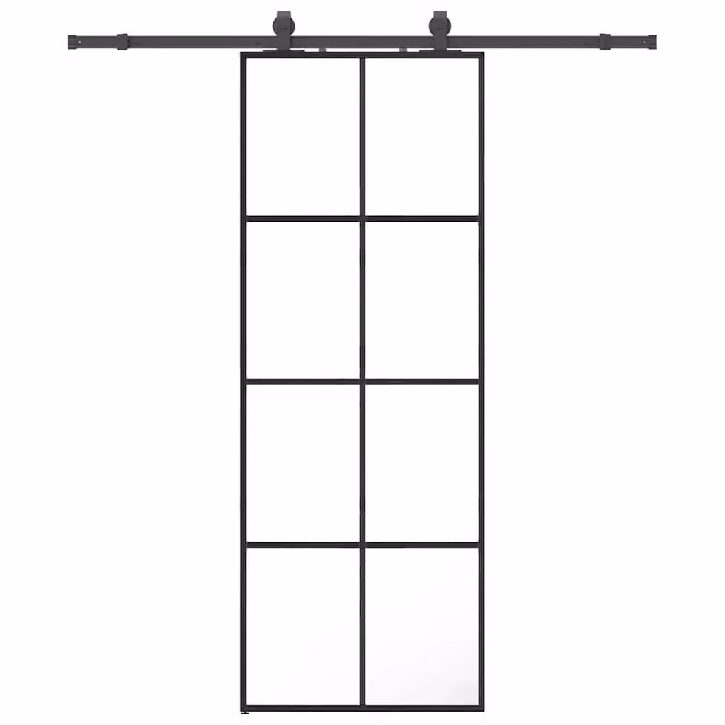 Berkfield Home Modern Sliding Glass Door with Hardware Set in Black, W: 76 cm, H: 205 cm – 2