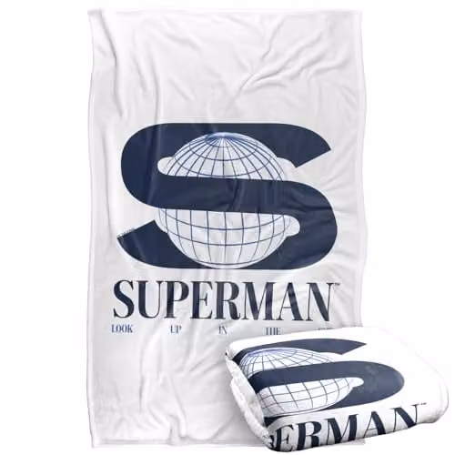 Warner Bros. Superman 2025 S World Logo Super Soft Fleece Throw Blanket, Multicolour