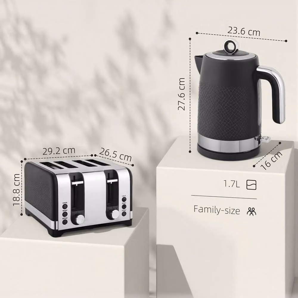 STILVORA Kettle and Four-Slice Toaster Set in Black – 3
