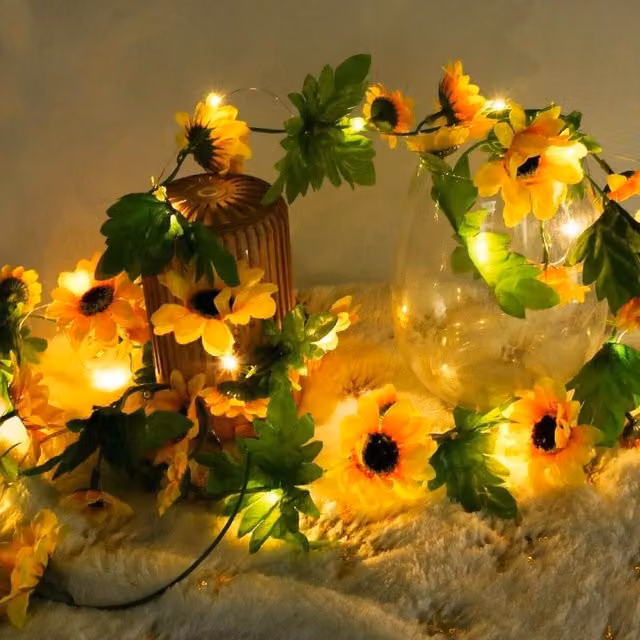 EONLION LED Solar Powered Sunflower in Yellow and Green, Height: 100 cm – 1