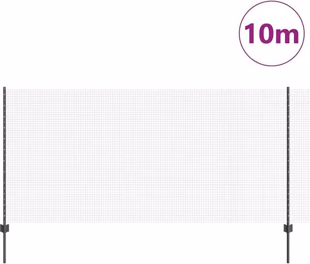 Berkfield Home Modern Welded Wire Fence with 10 U-Profile Posts, Grey Steel, W: 120 cm, L: 10 m – 1