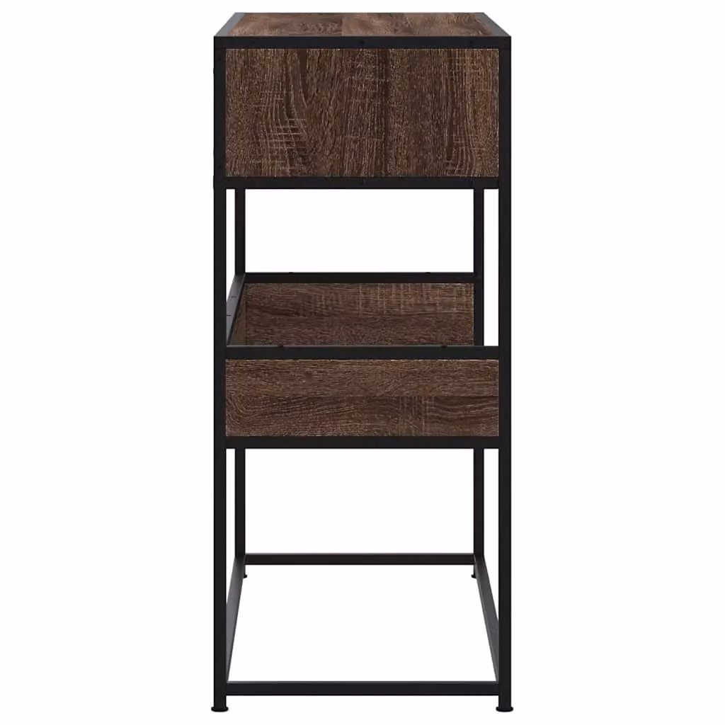 Berkfield Home Industrial Console Table in Brown Oak, W/D/H: 90 x 35 x 80 cm – 4