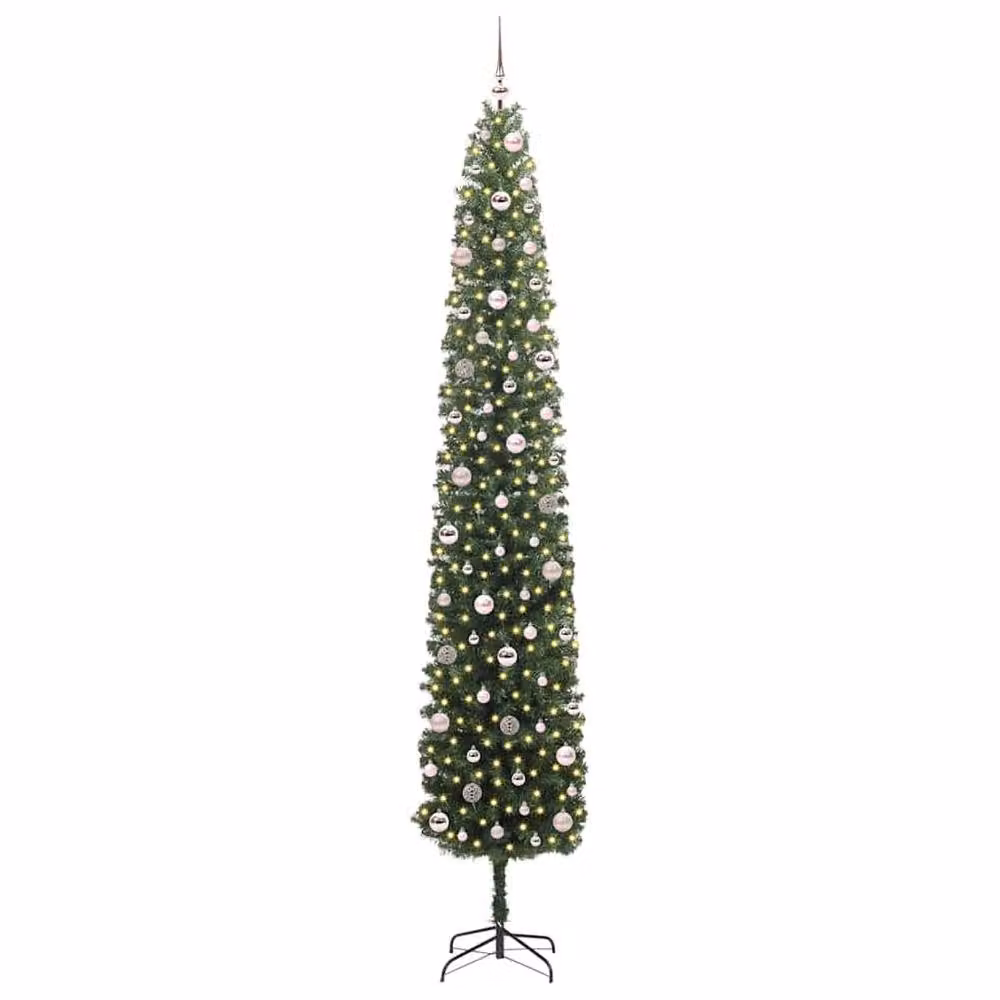 Berkfield Home Artificial Green Christmas Tree with 300 Warm White LEDs and Stand, Height: 270 cm – 3