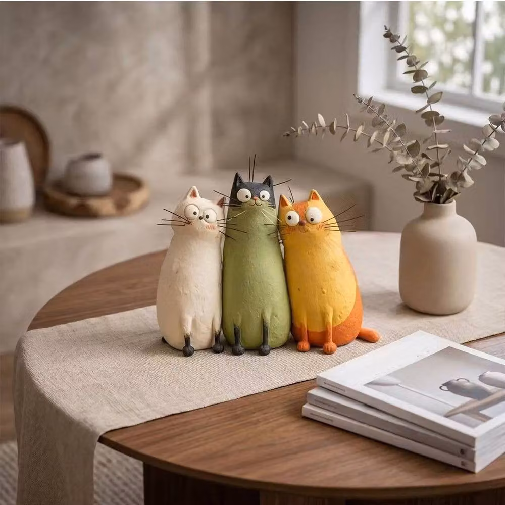 Quipulse Green Resin Cat Shaped Decorative Vase Ornament for Tabletop – 2